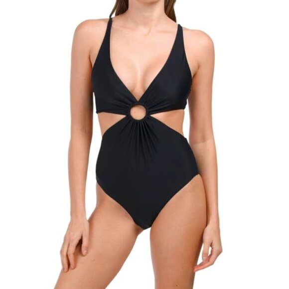 ONIA 'Marisol' O-Ring Cut-Out One-Piece Swimsuit, Black - Picture 1 of 2